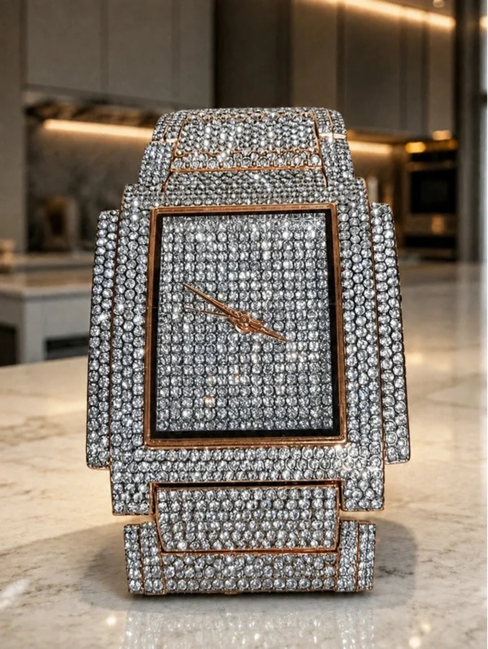 #637   42mm Crystal-Covered Rectangular Statement Watch